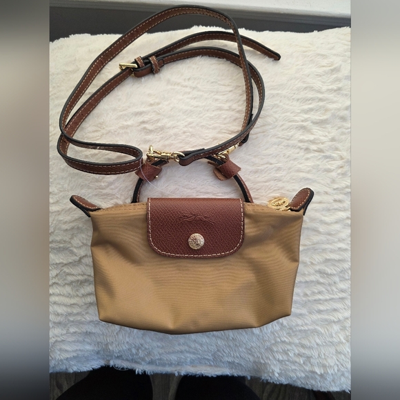 LONGCHAMP MINI Brown and Tan Women's Crossbody Bag LAKE NEW. - Picture 1 of 13